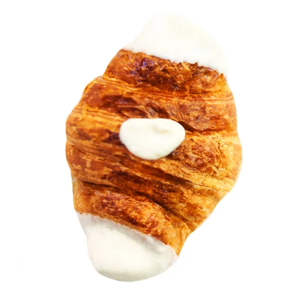 Croissant decorated  with white chocolate — Stock Photo, Image