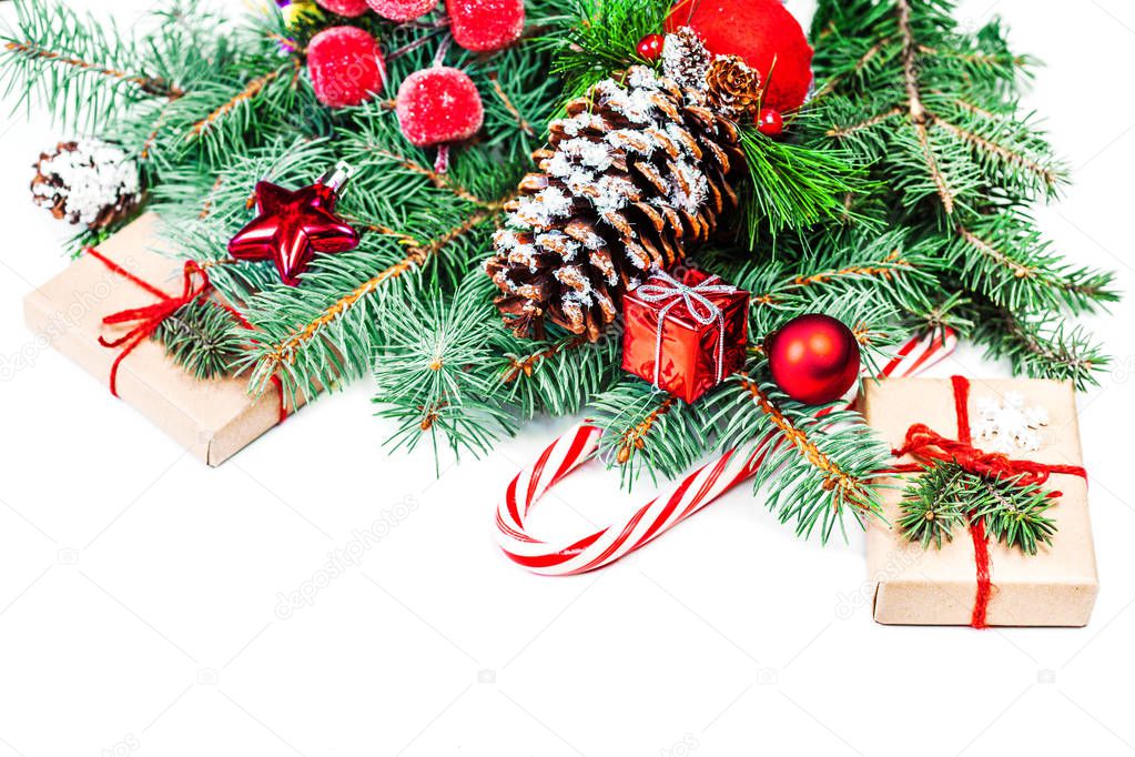 Christmas background with fir tree branches