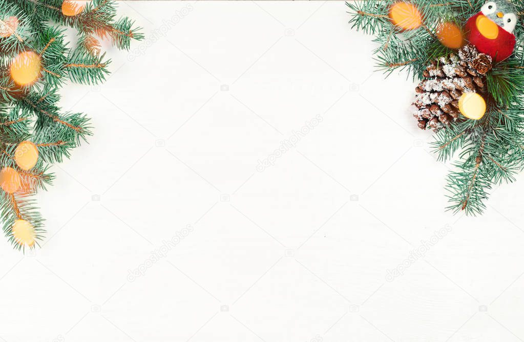 Christmas decorations on white 