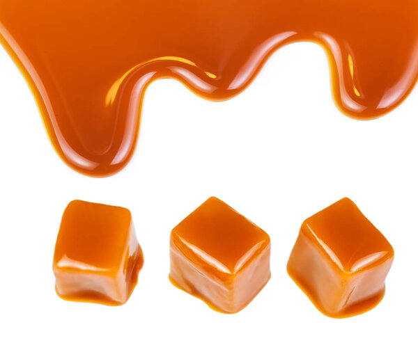 Caramel candies and sauce 
