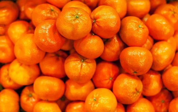 Tangerine Bakgrund Organiska Mogna Mandariner Marknaden Skörda Koncept Högen Clementiner — Stockfoto