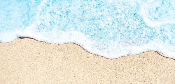 Εικόνα Φόντου Απαλό Κύμα Της Μπλε Του Ωκεανού Αμμώδη Παραλία — Φωτογραφία Αρχείου