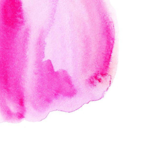Abstract  Red and pink Watercolor background. Hand Painted Spot on a white. Watercolor texture with brush strokes. 