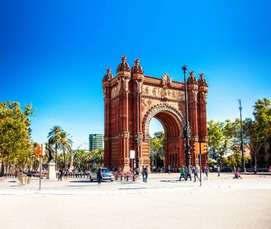 Barcelona, İspanya - 14 Eylül 2017: Triumph Arch Barselona'nın yaz günü. Ünlü zafer takı şehir Barcelona, İspanya, İspanya, inşa, mimar Josep Vilaseca ben Casanovas