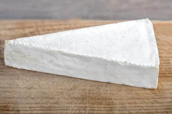 Cremoso Brie Cheese Fondo Rustico Legno Formaggio Camembert Brie Fresco — Foto Stock