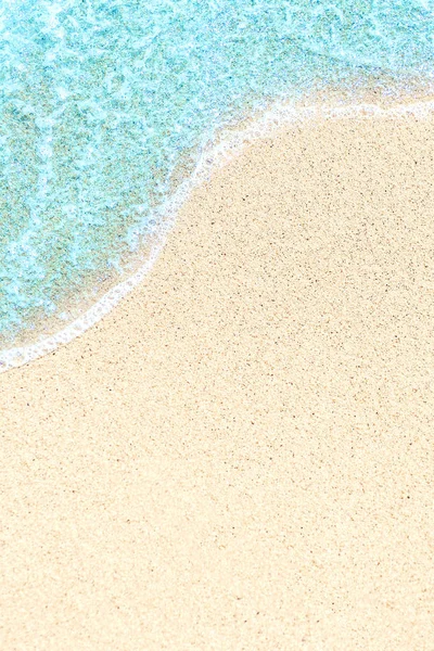 Soft Wave Blue Ocean Sandy Beach Background Place Text Tropical — Stock Photo, Image