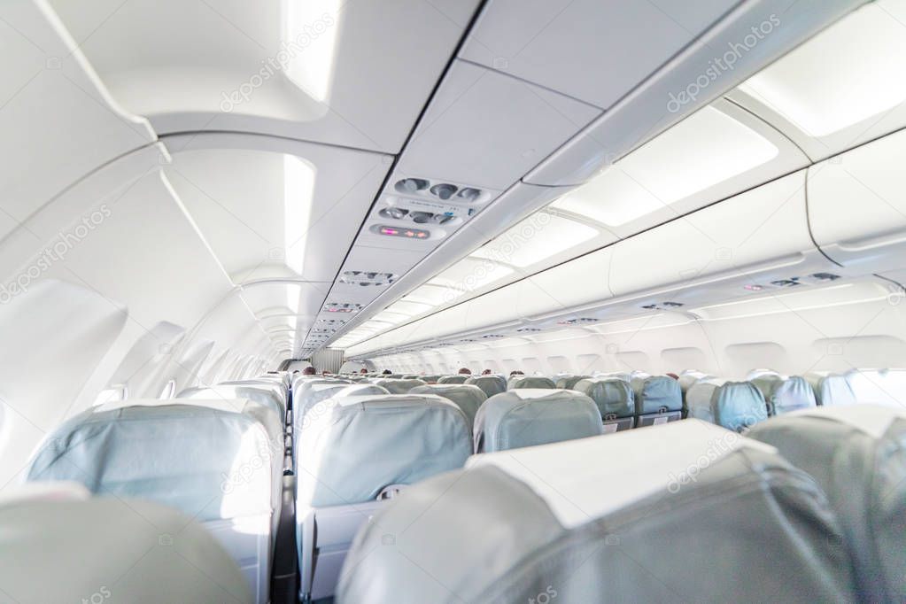 An empty passenger airliner.
