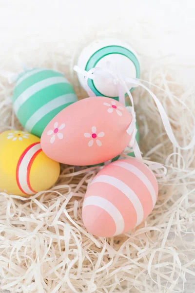 Renkli Yapımı Paskalya Yumurtaları Yakından Görmek — Stok fotoğraf