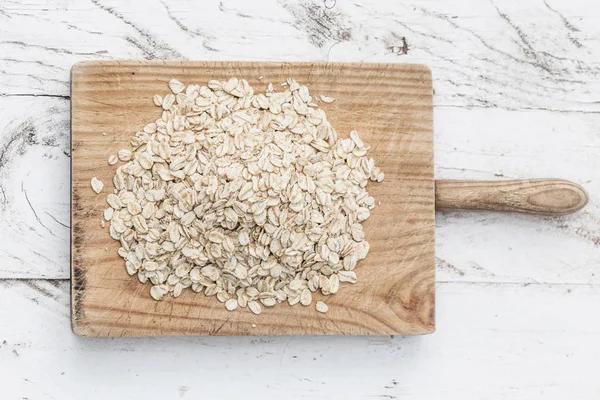 Havermout Muesli Ontbijtgranen Havermout Witte Houten Oude Tafel Gezond Ontbijt — Stockfoto