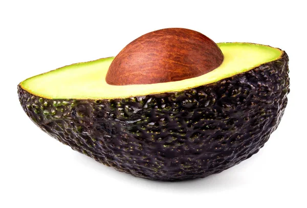 Avocado Geïsoleerd Een Witte Achtergrond Helft Van Zwarte Avocado Haas — Stockfoto