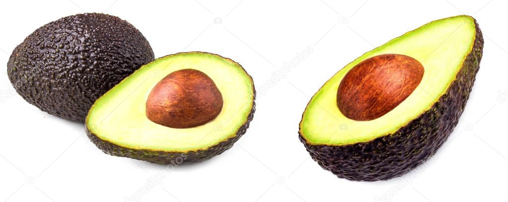 Group of Avocadoes on white