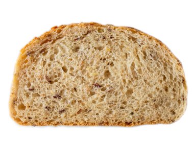 Beyaz arka plan closeu izole kepekli ekmek dilimleri