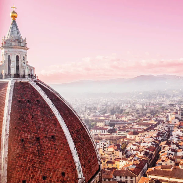 Florença Pôr Sol Horizonte Cidade Florence Duomo Basílica Santa Maria — Fotografia de Stock