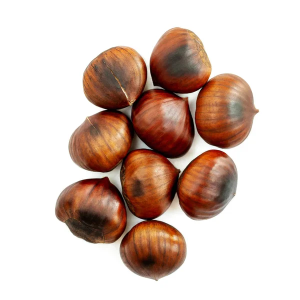 Chestnut Isolated. Roasted sweet chestnuts for Christmas on whit — Stock Photo, Image