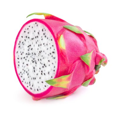 Ejderha meyvesi izole edildi. Beyaz arka planda taze egzotik Pitaya meyvesi. Makro