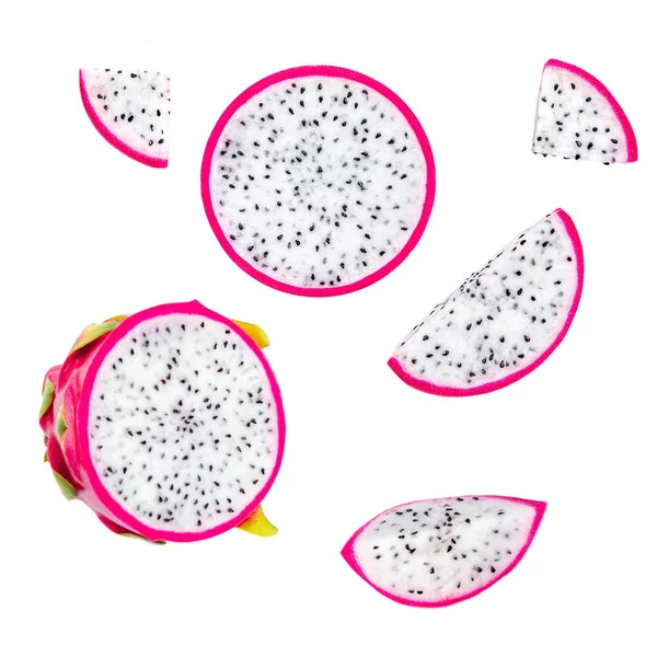 Creatieve Lay Out Gemaakt Van Dragon Fruit Verse Exotische Pitaya — Stockfoto