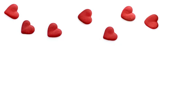 Ημέρα Αγίου Βαλεντίνου Κάρτα Κόκκινες Καρδιές Top View Όμορφες Καρδιές — Φωτογραφία Αρχείου