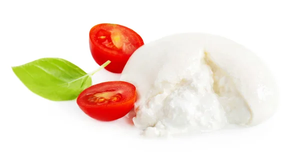 Queijo Mozzarella isolado. Bola de mussarela italiana tradicional , — Fotografia de Stock