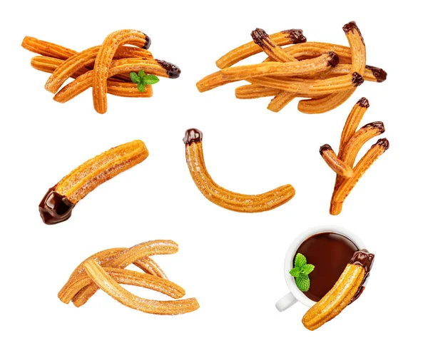 Colección Churros aislada sobre fondo blanco. Conjunto de Chu — Foto de Stock