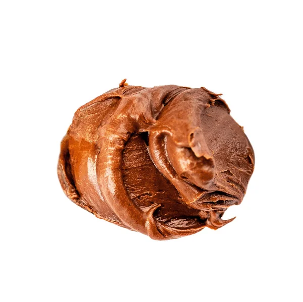 Burro di arachidi al caramello isolato su sfondo bianco, vista dall'alto . — Foto Stock