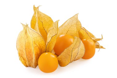 Physalis berry isolated on white background. Fresh golden Physalis (Cape gooseberry) close up clipart