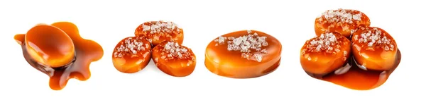 Dulces Caramelo Caramelo Caramelos Aislados Sobre Fondo Blanco Con Sal —  Fotos de Stock