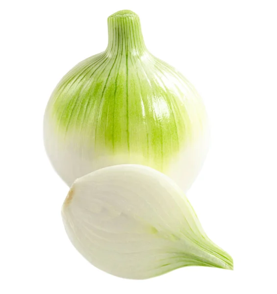 Fresh Bulb Onion Vegetable Onion Slices Isolated White Background Close — Stock Photo, Image