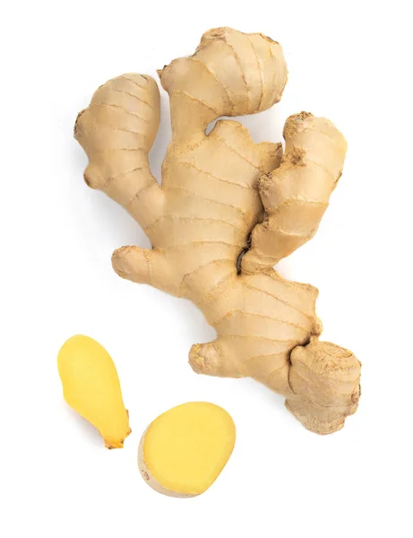 Fresh Ginger Root Slice Isolated White Background — Stock Photo, Image