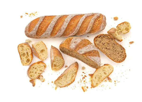Pâine Rustică Multigranulată Izolată Fundal Alb Pâine Secară Pâini Cruste — Fotografie, imagine de stoc