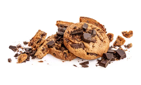 バターチョコレートチップクッキーは白い背景に隔離されています 自家製チョコクッキー — ストック写真