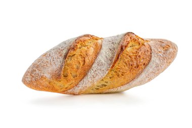 Beyaz arka planda izole edilmiş taze pişmiş ekmek, üst manzara. Pastane, Gıda Konsepti.