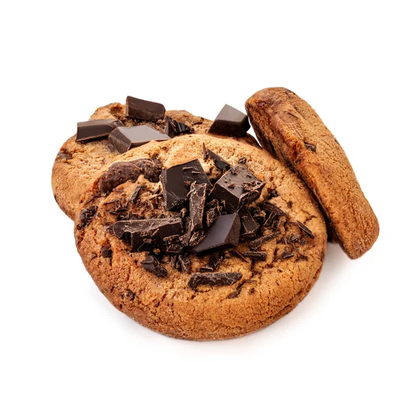 Biscoitos Chocolate Com Manteiga Isolados Fundo Branco Bolinhos Caseiros Choco — Fotografia de Stock