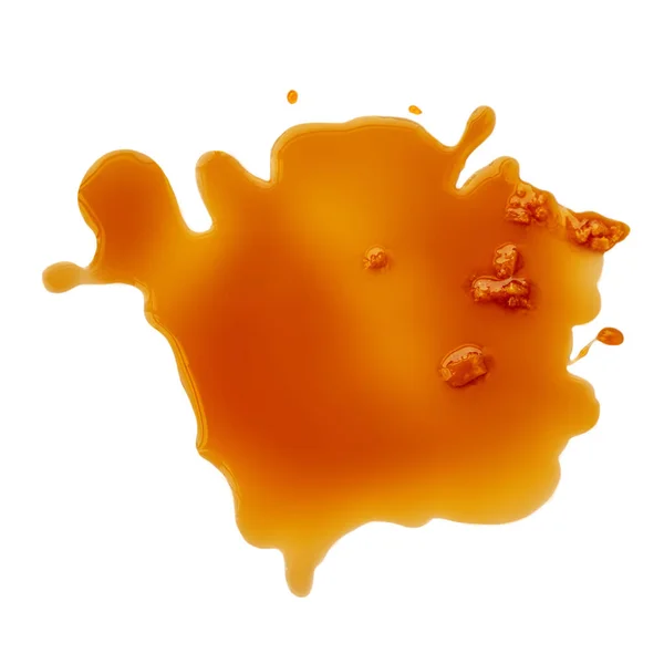 Des Éclaboussures Caramel Isolées Sur Fond Blanc Sauce Caramel Renversée — Photo