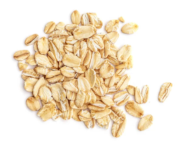 Beyaz arka planda yulaf ezmesi var. Yulaf ezmesi koleksiyonu Üst Görünüm