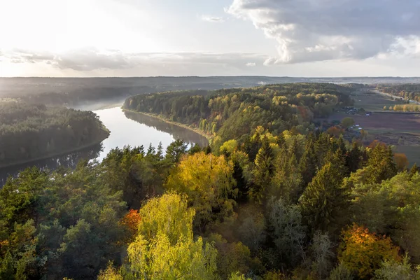 Sonbaharda kuleden Nemunas nehri — Stok fotoğraf