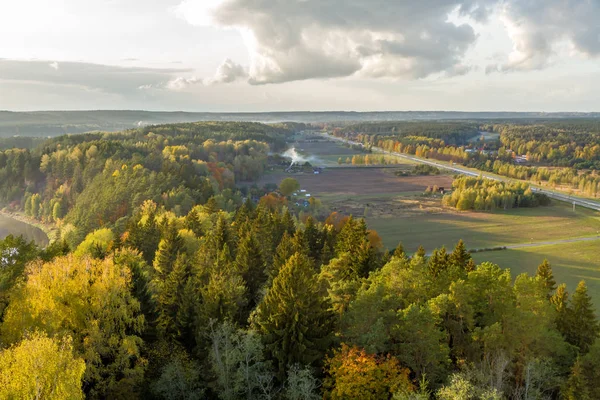 Vista da natureza de cima no outono — Fotografia de Stock