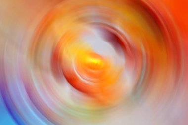 Renkli bulanık eğimli radyal hareket arkaplanı. Kırmızı, turuncu, yeşil, sarı, mor, mavi çok renkli.