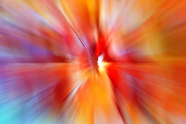 Okrągłe geometryczne wielokolorowe rozmyte tło gradientowe. Abstrakcyjny kolorowy efekt eksplozji. Wzór ruchu środkowego. Czerwona, pomarańczowa, żółta, niebieska mieszanka tekstury. Pęknięcie koloru — Zdjęcie stockowe