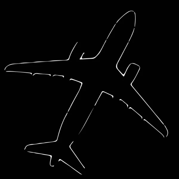 Airplane Shape Silhouette Illustration Black White Lines White Line Drawing — Stock Photo, Image