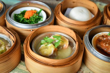 yumcha, dim sum bambu gemi içinde, 