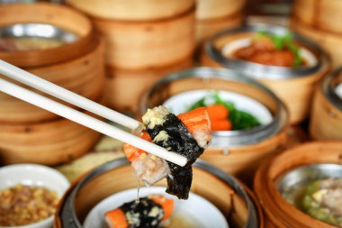 yumcha, dim sum bambu gemi içinde, 