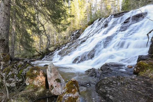 Inondazioni Primaverili Cascate Sul Fiume Sagelva Situato Trondelag Norvegia — Foto Stock