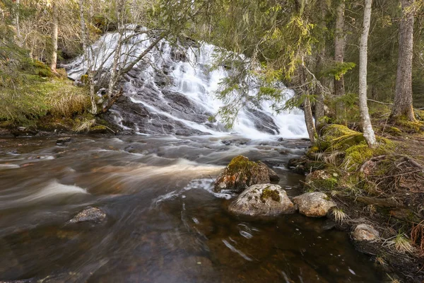 Spring flood and waterfall at the river Sagelva located in Trondelag, Norway