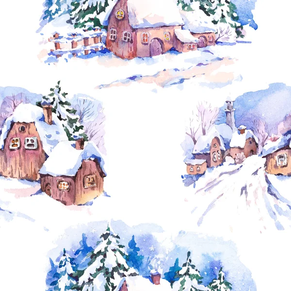 Winter watercolor seamless background — Stockfoto
