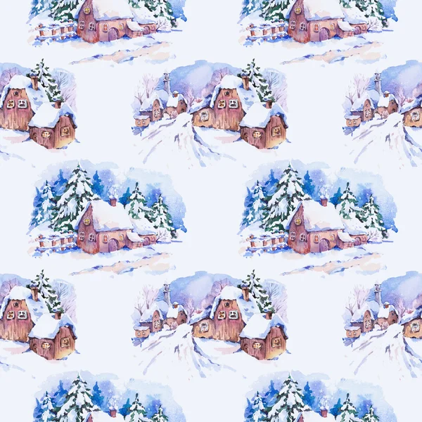 Winter watercolor seamless background — Stock fotografie