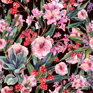 Exotic vintage floral seamless pattern clipart