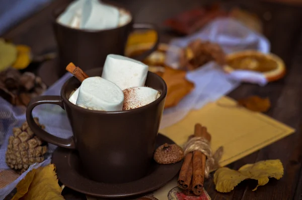 Kopp varm choklad, kaffe med marshmallow, — Stockfoto
