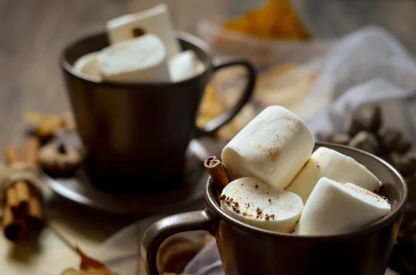 Kopp varm choklad, kaffe med marshmallow, — Stockfoto