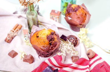 Tatlı dekorasyon, çikolatalı kek ve kurabiye