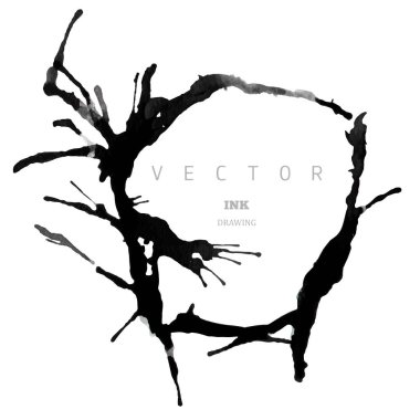 Mürekkep çizim vektör yuvarlak çerçeve